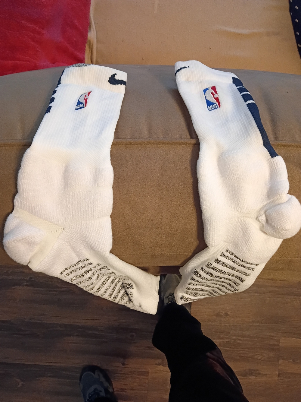 Nike White NBA Crew Socks with Navy Accents